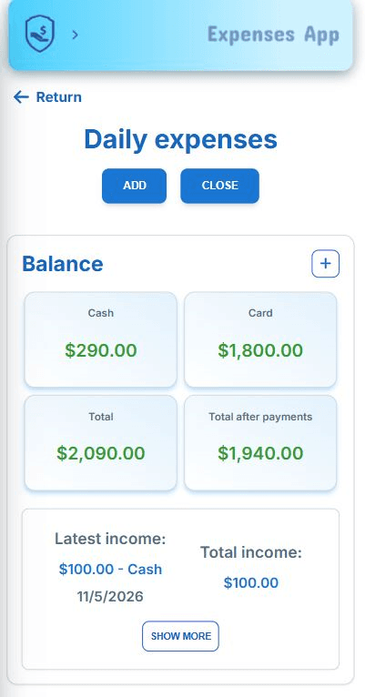 Expenses mobile